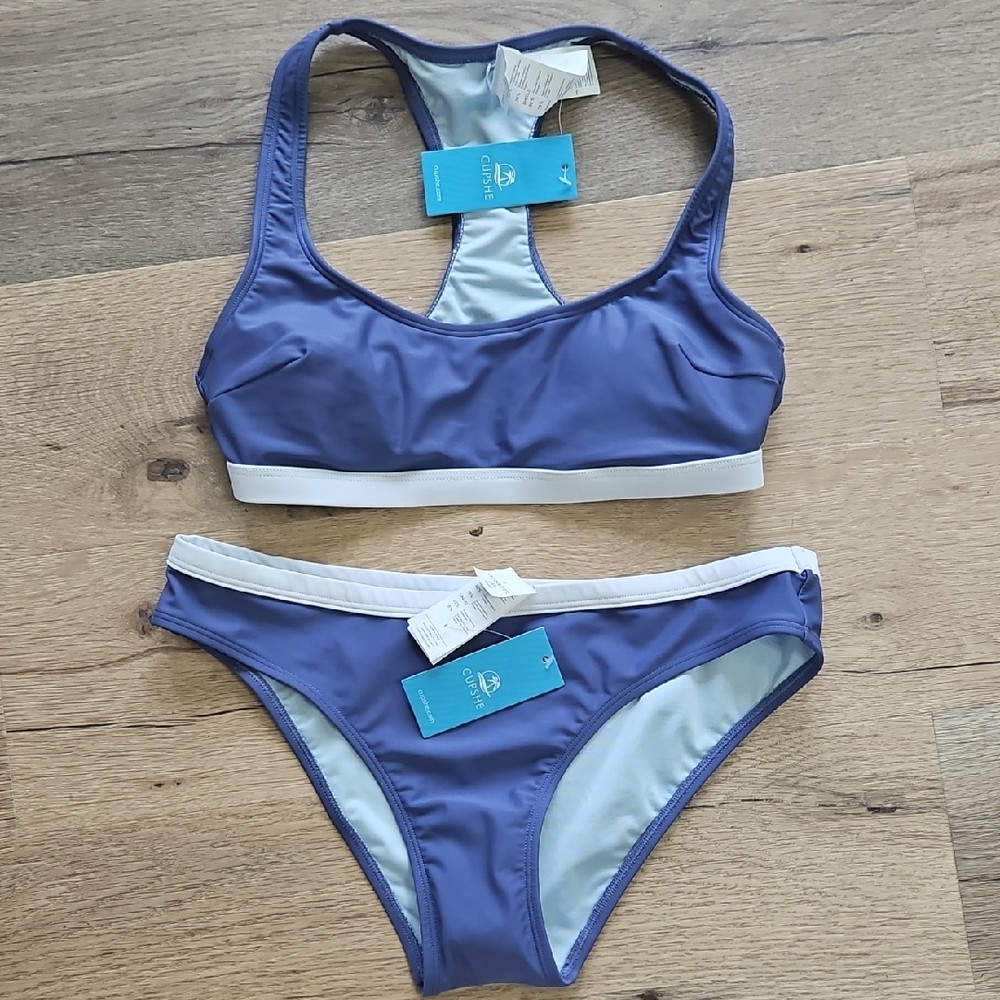 Cupshe Purple Bikini Set High Waist 2 Piece Swimsuit NWT Size S